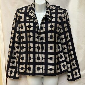 Doncaster Black and Cream Geometric Jacket.Quality style Vintage Lined Size 10
